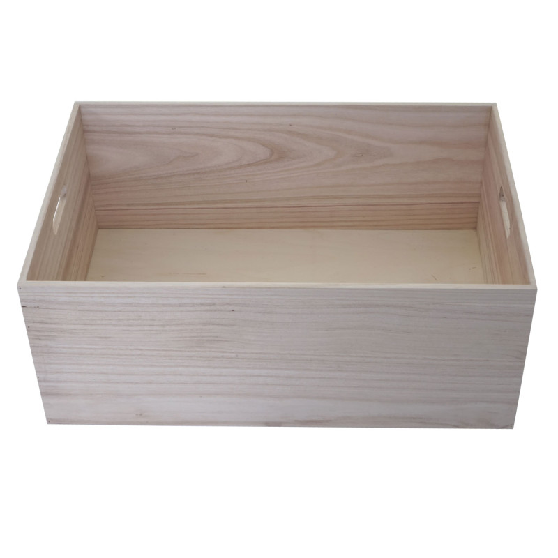 Boîte en bois style shabby - 60x40x24cm, brun naturel