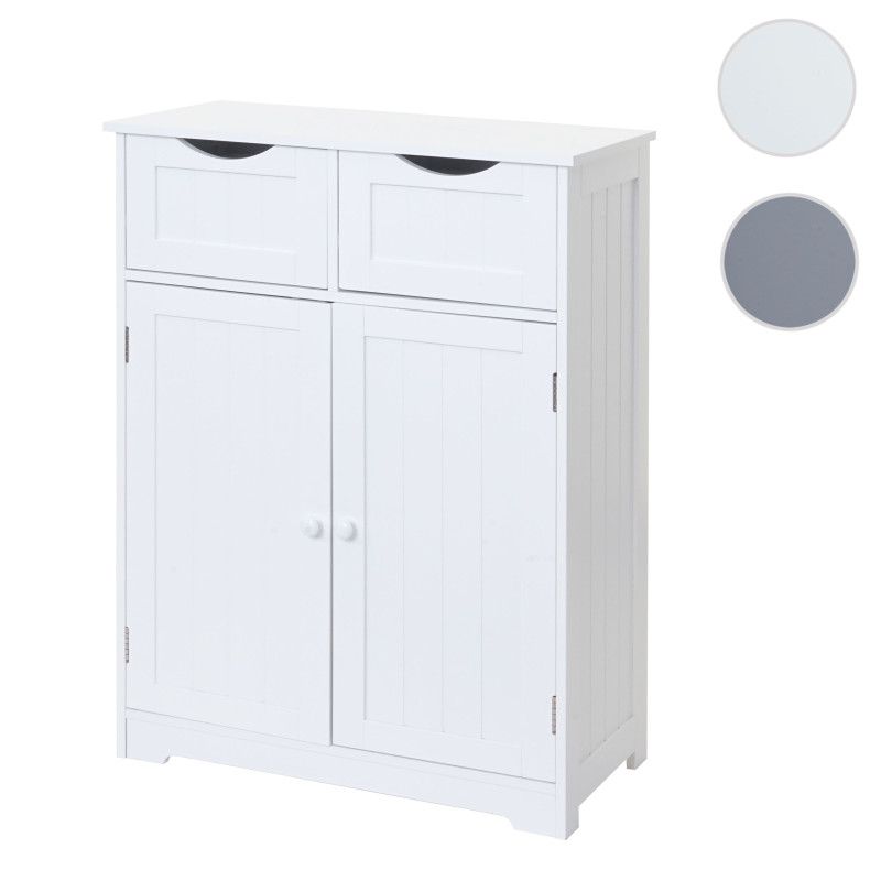 Commode 2 tiroirs, 2 portes, 82x60x30cm, blanc