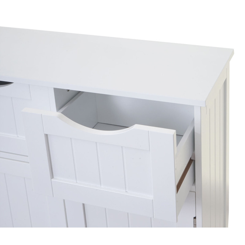 Commode 2 tiroirs, 2 portes, 82x60x30cm, blanc