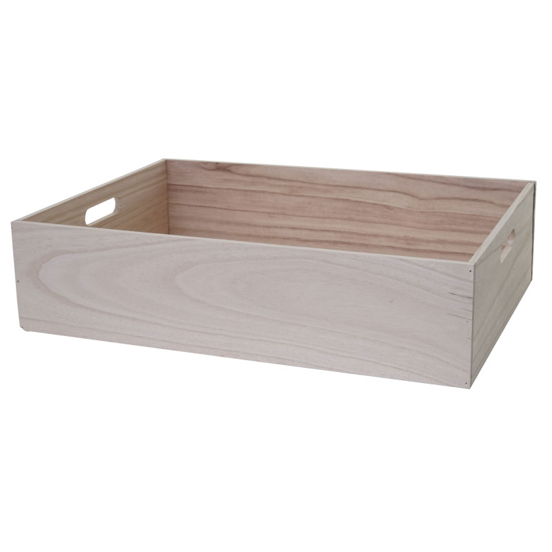 Boîte en bois style shabby - 60x40x15cm, brun naturel
