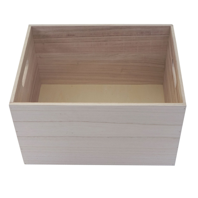 Boîte en bois style shabby - 40x30x24cm, brun naturel