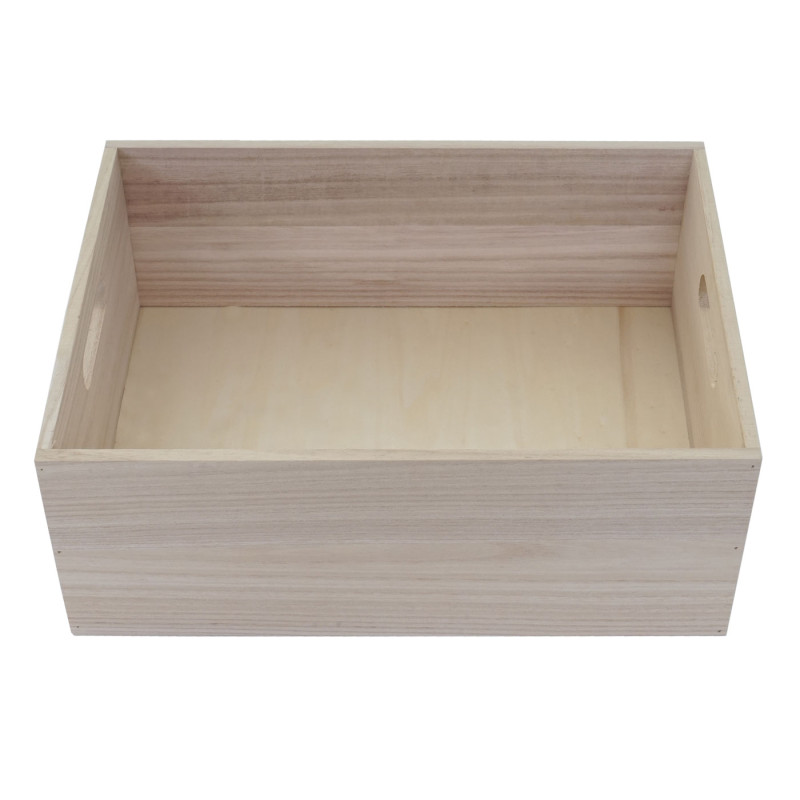 Boîte en bois style shabby - 40x30x15cm, brun naturel