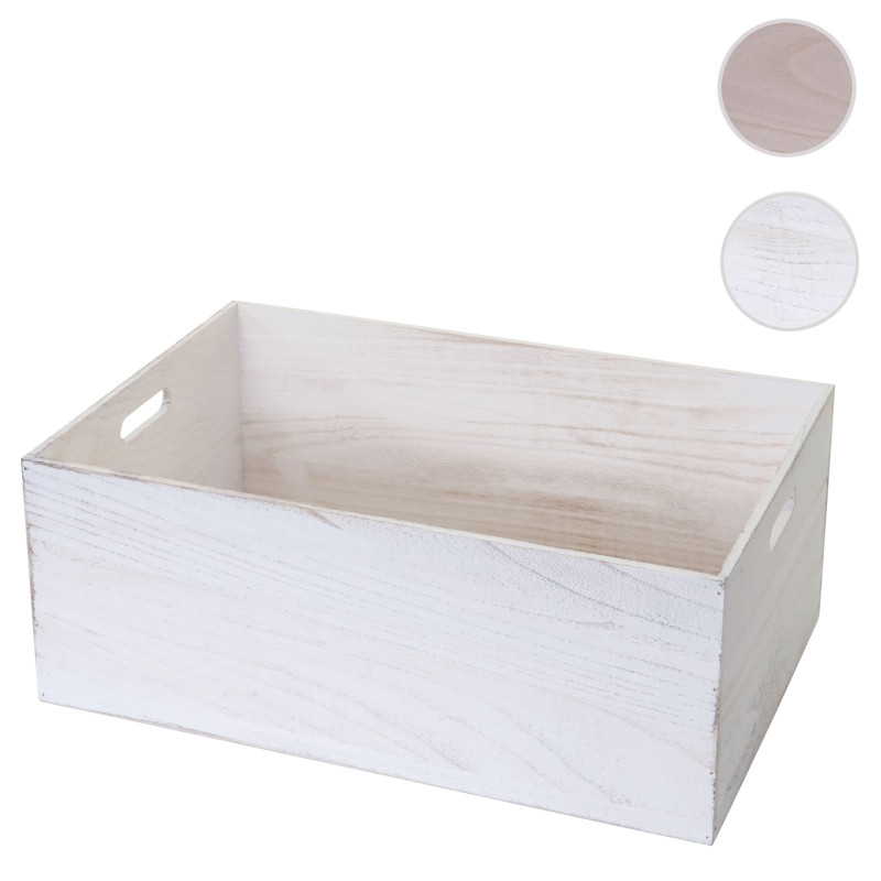 Boîte en bois style shabby - 60x40x24cm, blanc shabby