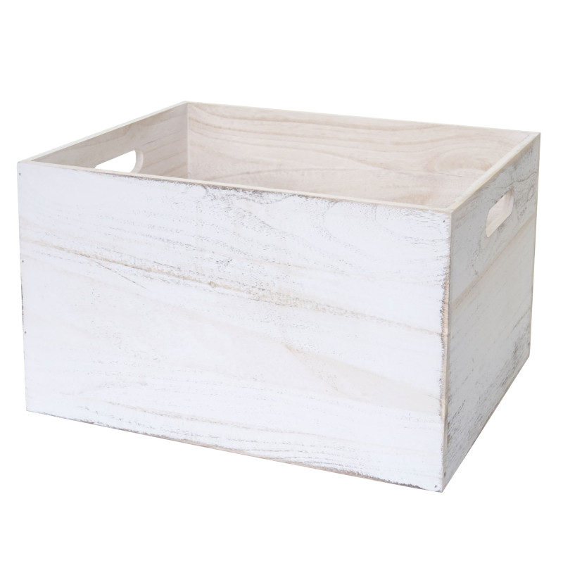 Boîte en bois style shabby - 40x30x24cm, blanc shabby