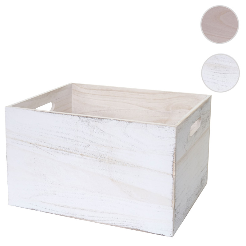 Boîte en bois style shabby - 40x30x24cm, blanc shabby