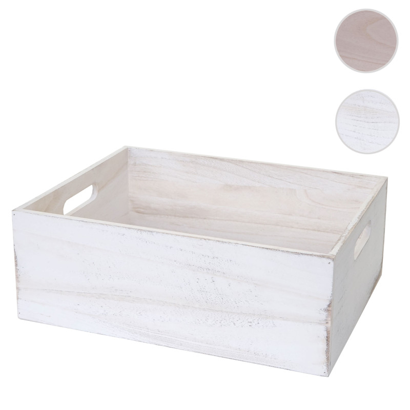 Boîte en bois style shabby - 40x30x15cm, blanc shabby