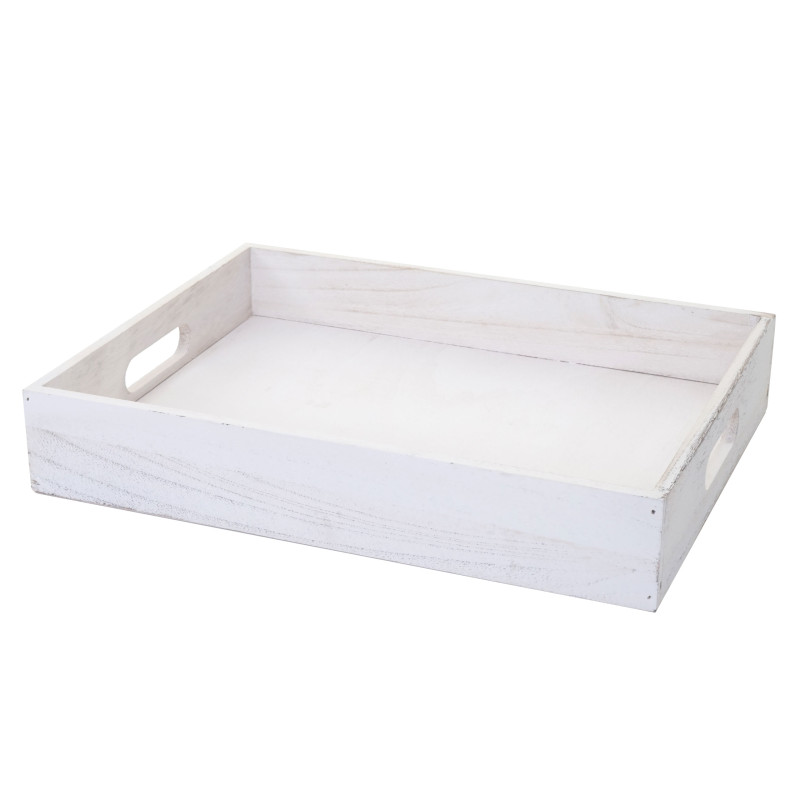 Boîte en bois style shabby - 40x30x7cm, blanc shabby