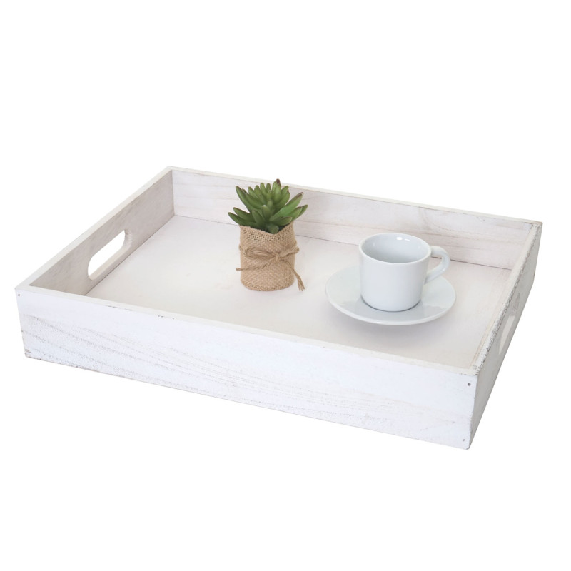 Boîte en bois style shabby - 40x30x7cm, blanc shabby