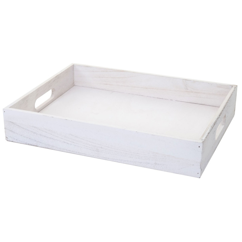 Boîte en bois style shabby - 40x30x7cm, blanc shabby