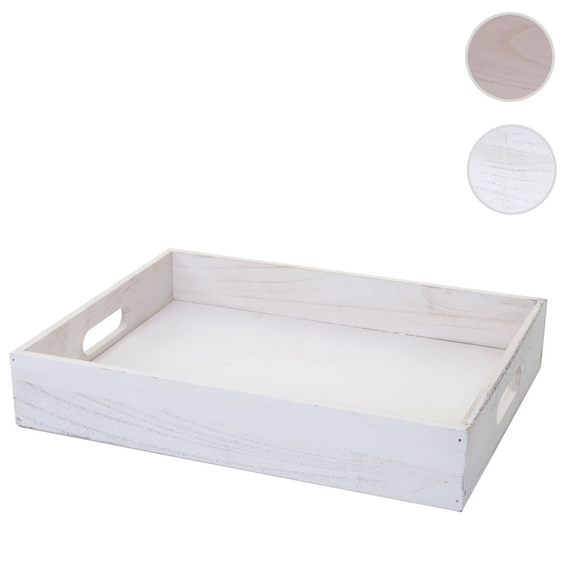 Boîte en bois style shabby - 40x30x7cm, blanc shabby