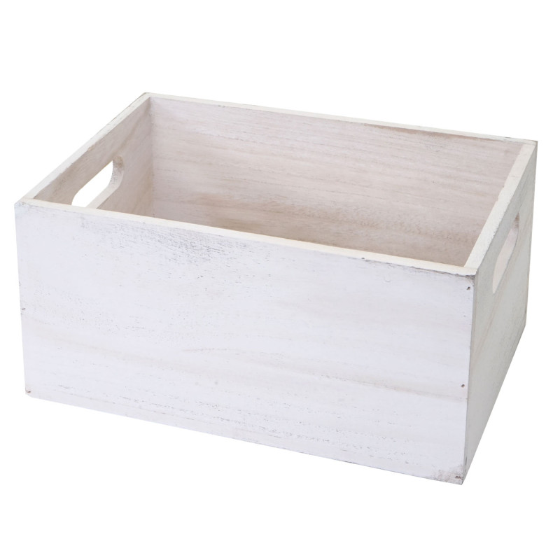 Boîte en bois style shabby - 30x20x15cm, blanc shabby