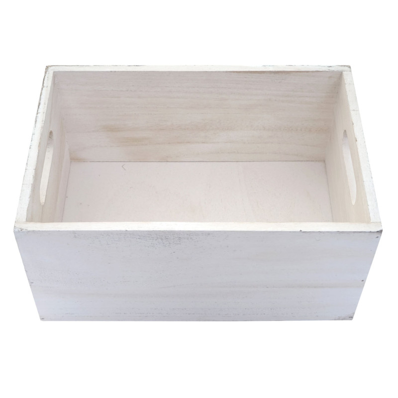 Boîte en bois style shabby - 30x20x15cm, blanc shabby