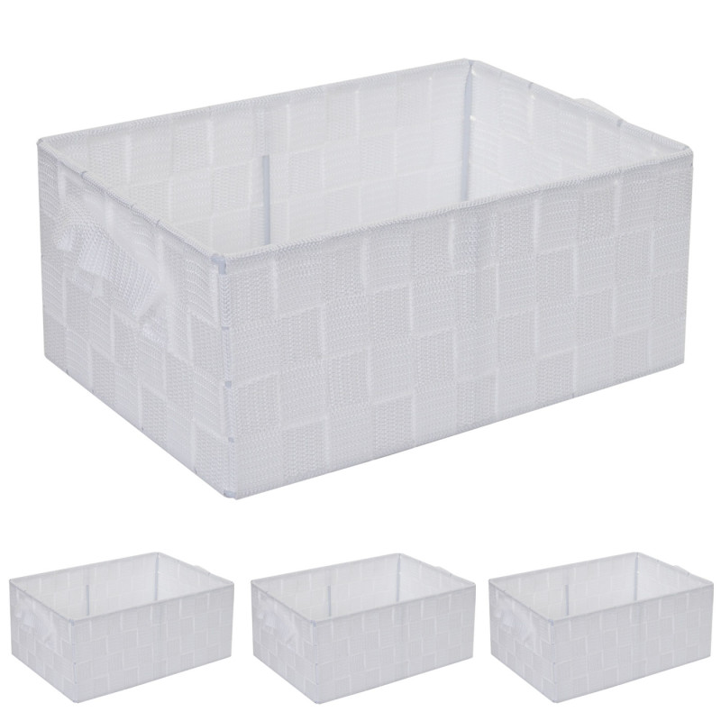 4x panier de rangement 12x28x20cm - blanc