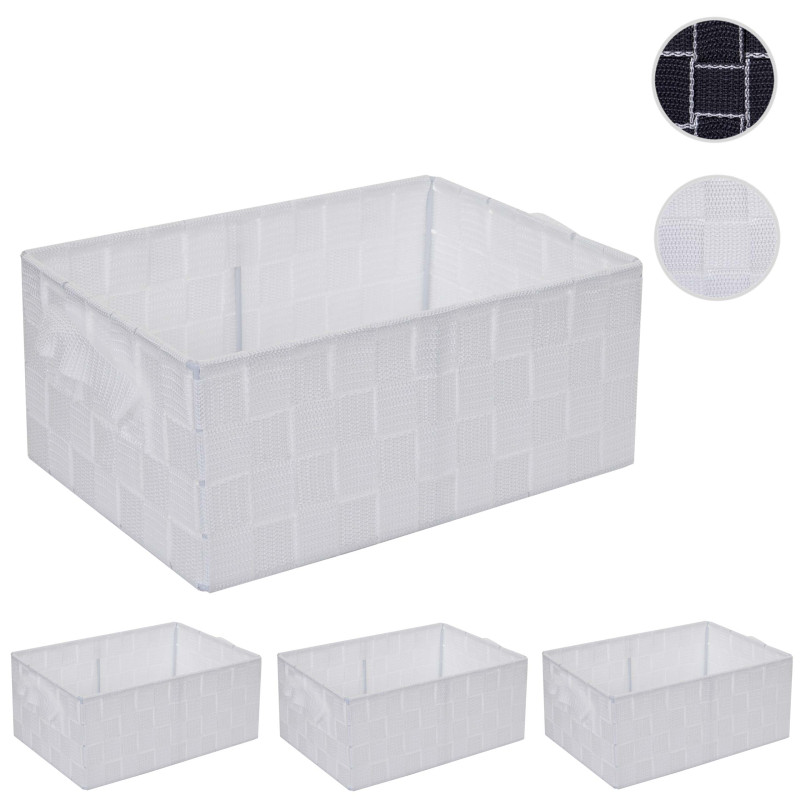 4x panier de rangement 12x28x20cm - blanc