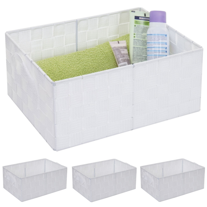 4x panier de rangement 14x31x23cm - blanc