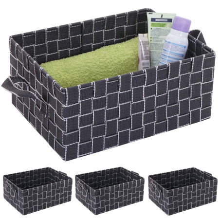 4x panier de rangement 14x31x23cm - gris foncé