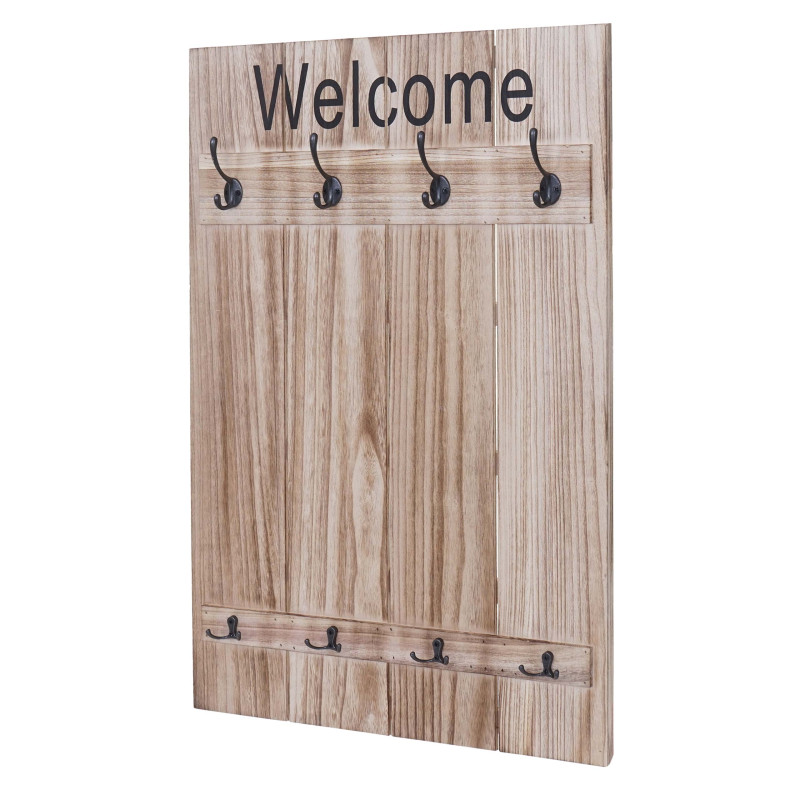 Portemanteau mural WELCOME, 91x60cm - brun naturel shabby