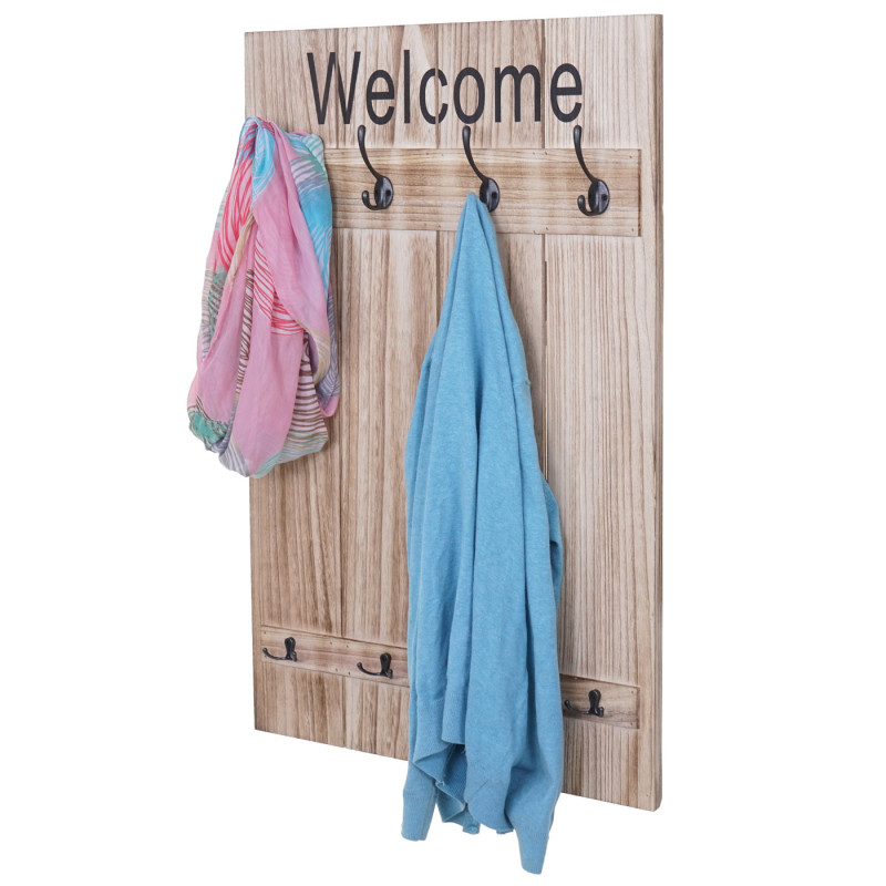 Portemanteau mural WELCOME, 91x60cm - brun naturel shabby