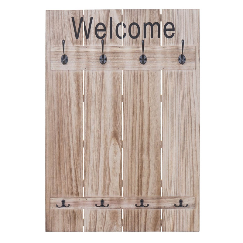 Portemanteau mural WELCOME, 91x60cm - brun naturel shabby