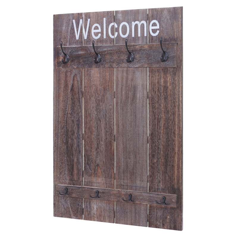 Portemanteau mural WELCOME, 91x60cm - brun shabby