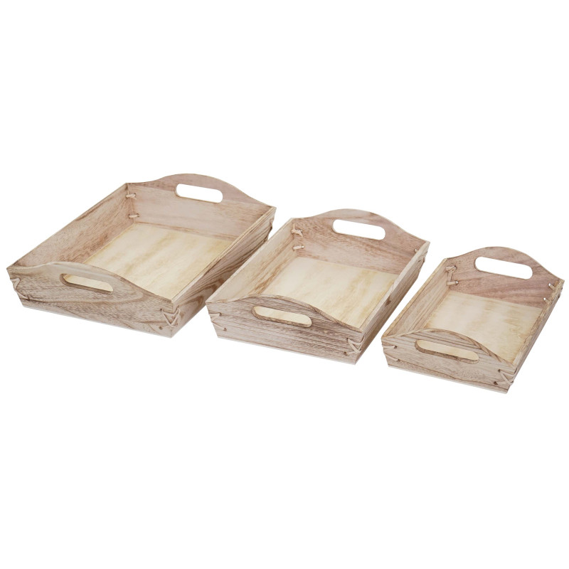 Lot de 3 plateaux de service - nature shabby