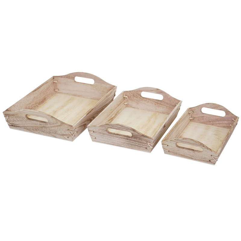 Lot de 3 plateaux de service - nature shabby