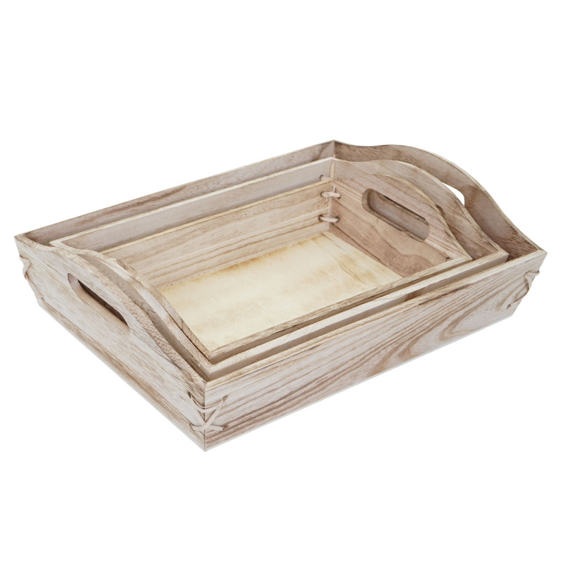 Lot de 3 plateaux de service - nature shabby