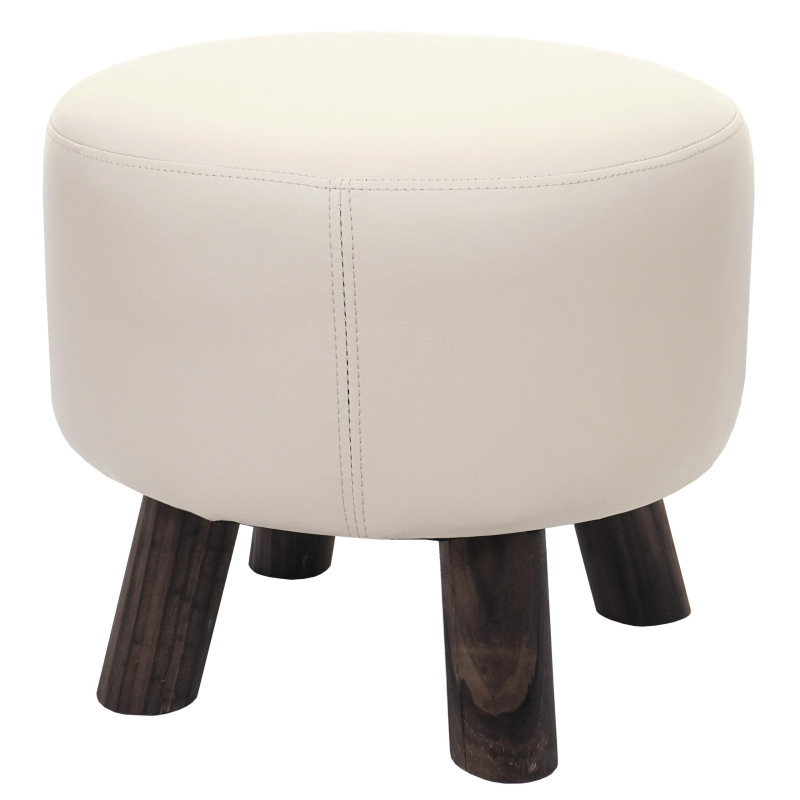 Tabouret Bondy, Ø 42 cm, rond - cuir synthétique, crème