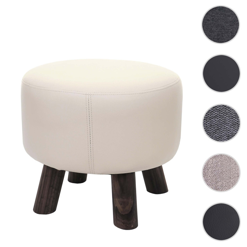 Tabouret Bondy, Ø 42 cm, rond - cuir synthétique, crème