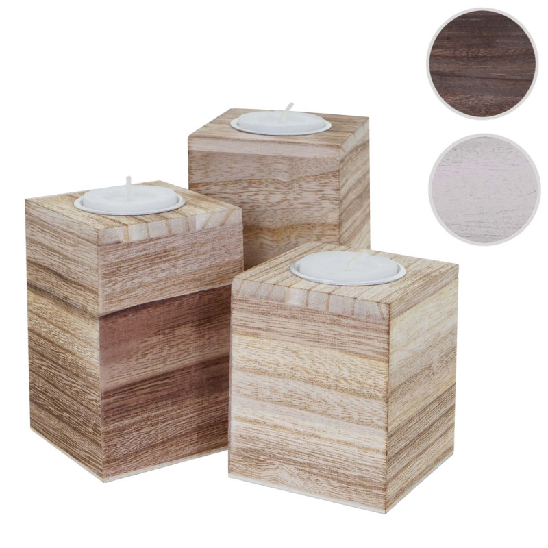 Set de 3 porte-bougie style shabby - nature