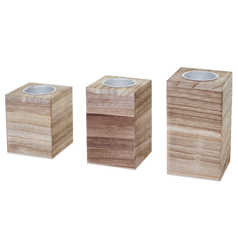 Set de 3 porte-bougie style shabby - nature