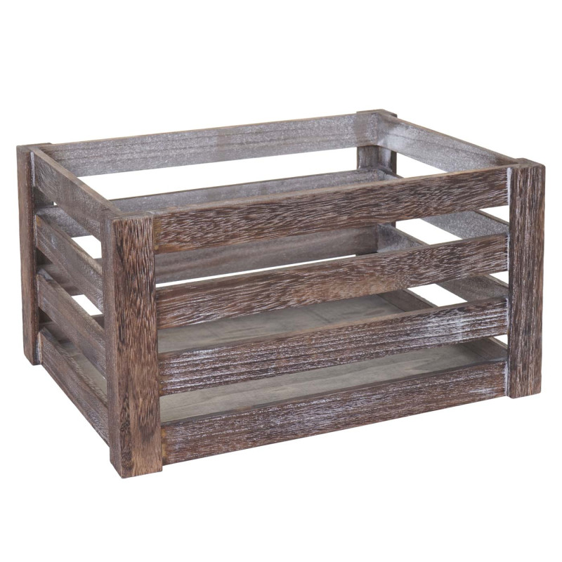 Set de 3 paniers en bois - brun shabby