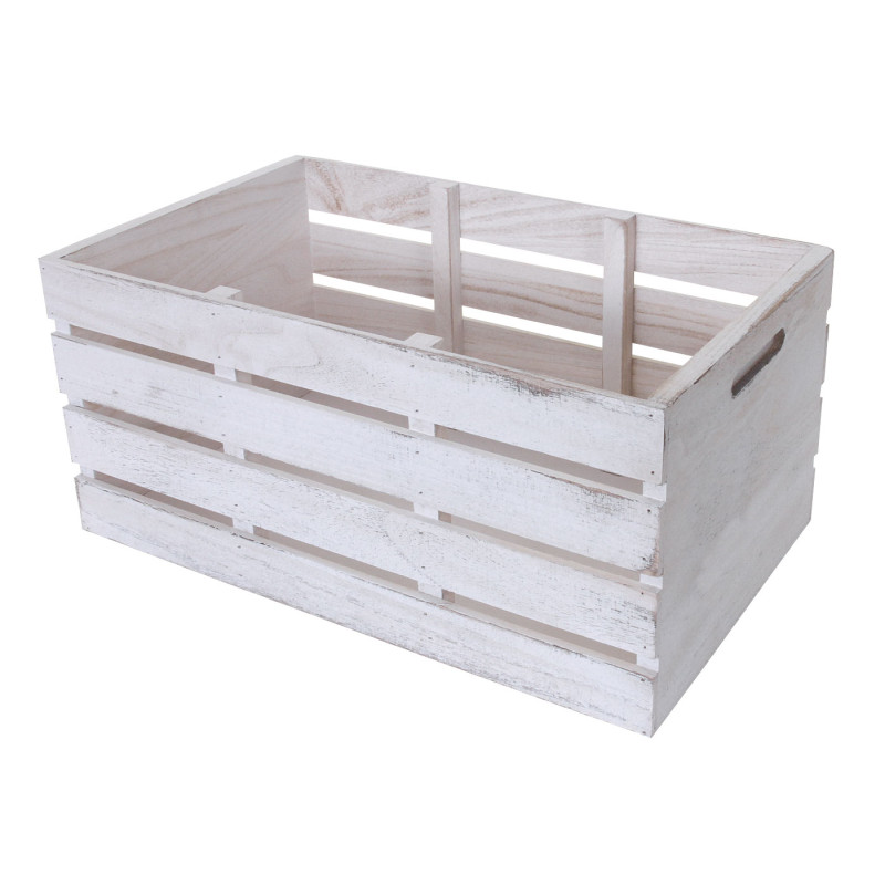 Commode 3 tiroirs, 53x32x26cm - blanc shabby