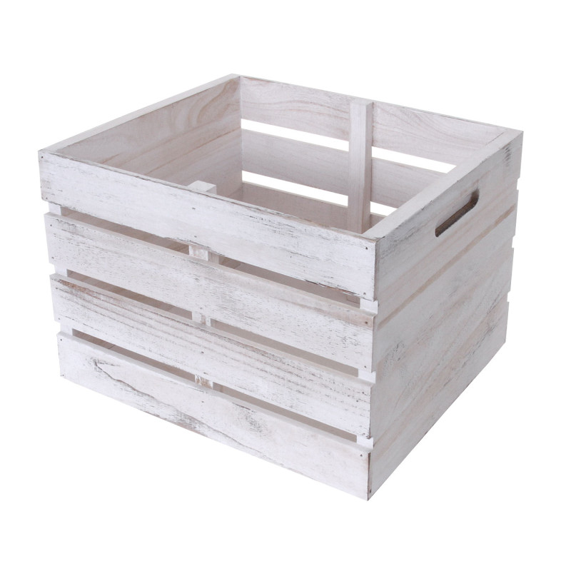 Commode 3 tiroirs, 53x32x26cm - blanc shabby