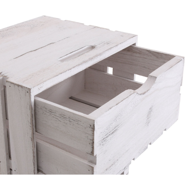 Commode 3 tiroirs, 53x32x26cm - blanc shabby