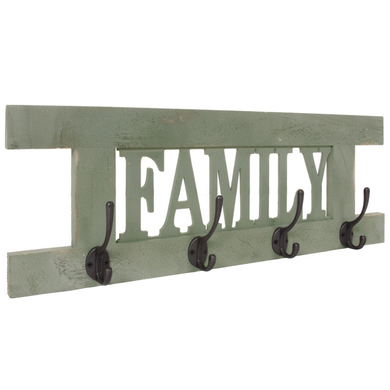 Portemanteau Family, 60x21cm - vert shabby