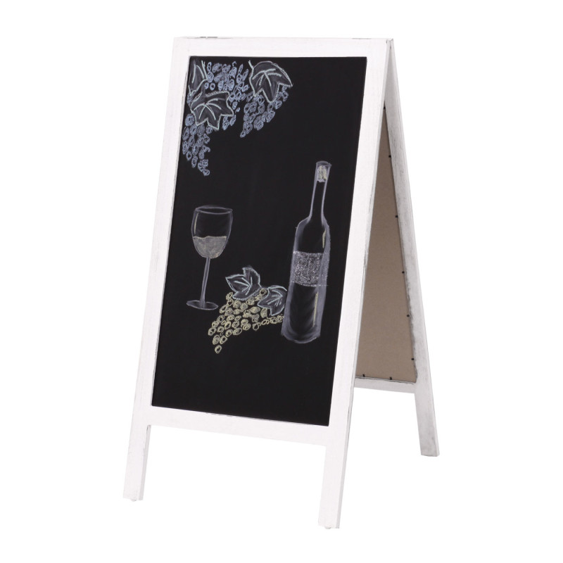 Panneau publicitaire XL 2 surfaces, pliable, 100x50cm - blanc shabby