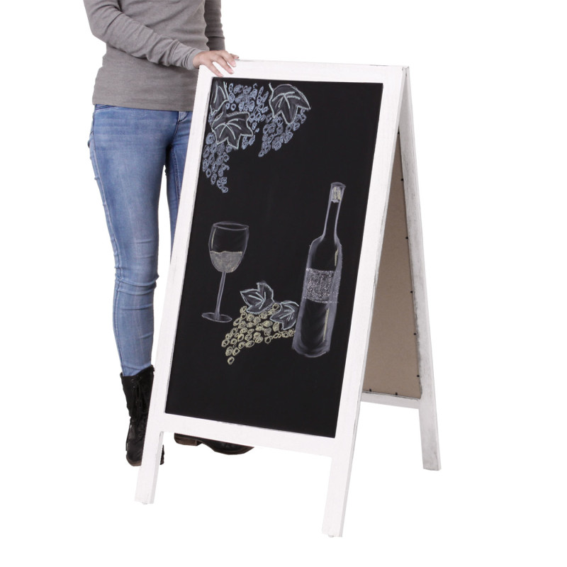 Panneau publicitaire XL 2 surfaces, pliable, 100x50cm - blanc shabby