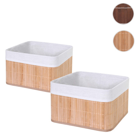 2x boîte de rangement bambou - brun