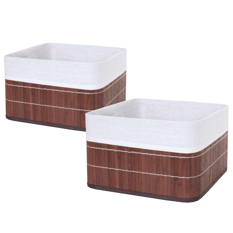 2x boîte de rangement bambou - brun