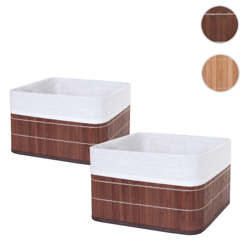 2x boîte de rangement bambou - brun