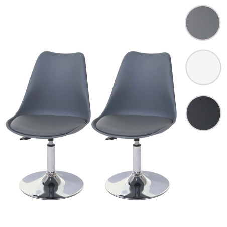 2x chaise pivotante Malmö T501, hauteur réglable, similicuir - noir