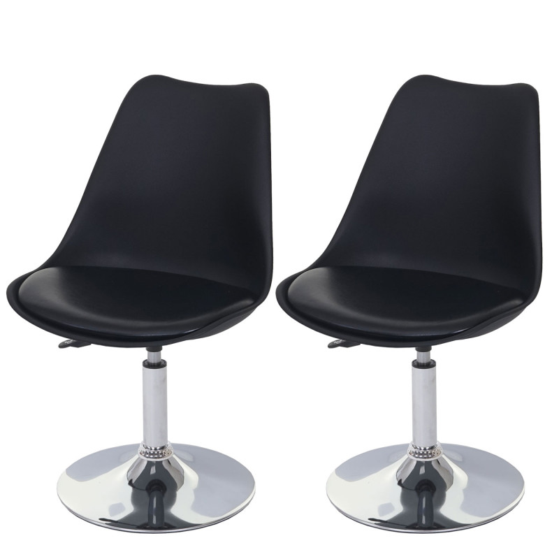 2x chaise pivotante Malmö T501, hauteur réglable, similicuir - noir