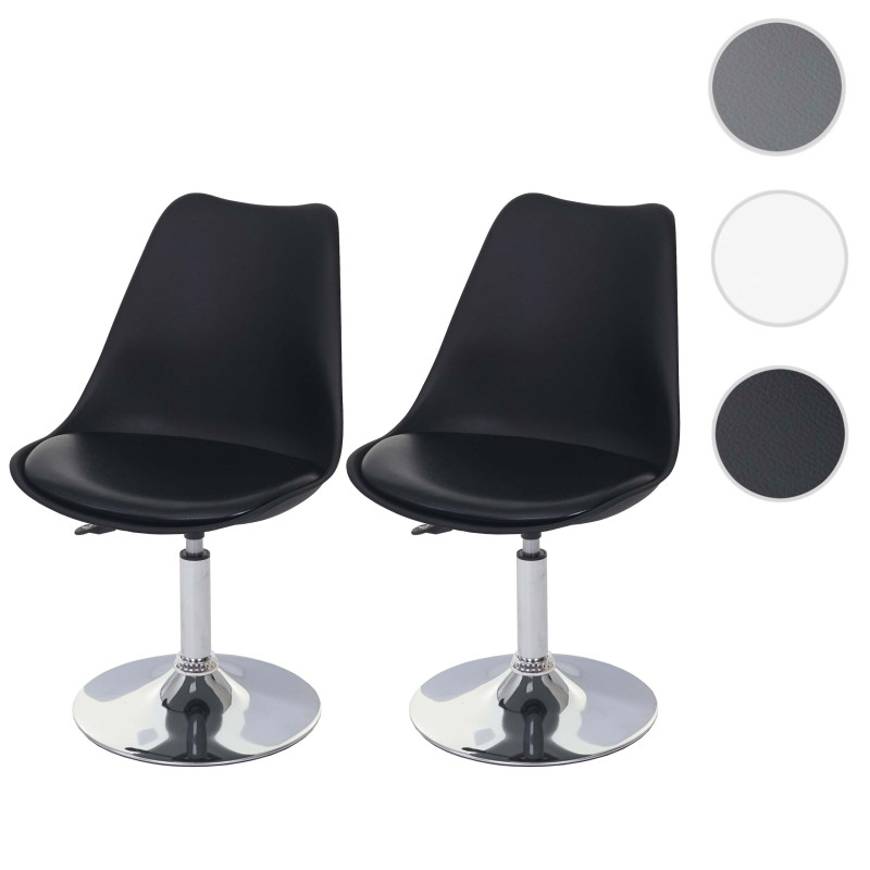 2x chaise pivotante Malmö T501, hauteur réglable, similicuir - noir