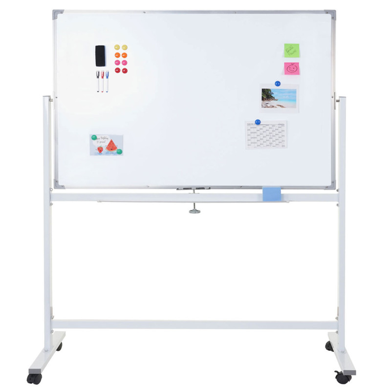 Tableau blanc mobile, accessoires inclus - 150x100cm