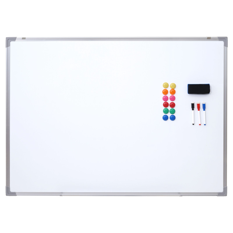 Tableau blanc magnétique, accessoires inclus - 110x80cm