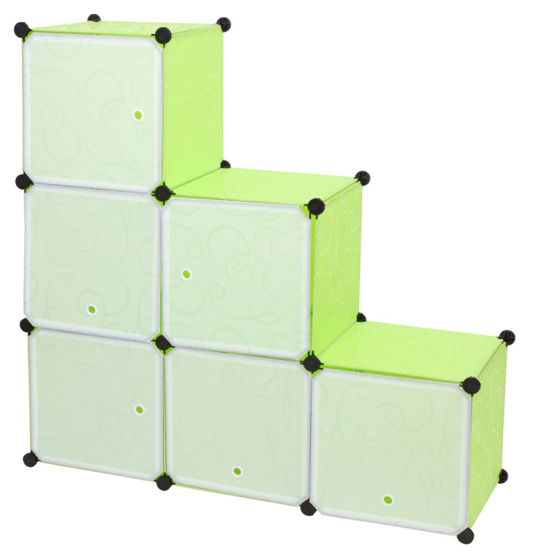 Système de rangement Sydney T307, 6 boîtes, 36x36x36xcm vert