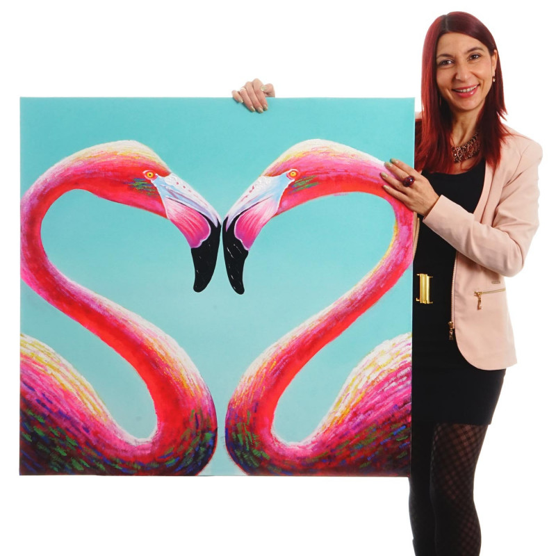Peinture murale flamingo heart