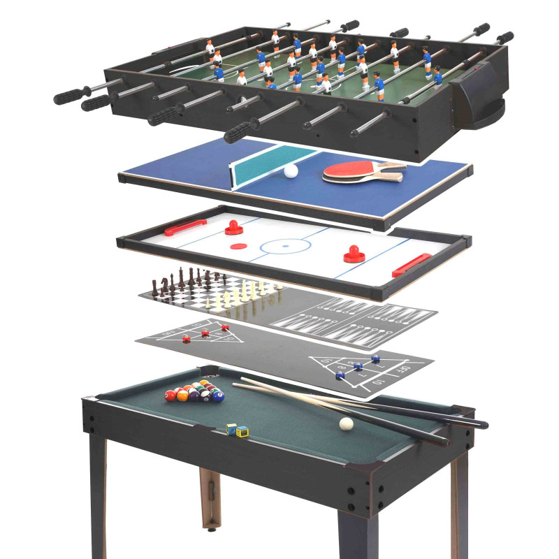 Table multi-jeux 7 jeux, 82x107x60cm - noir