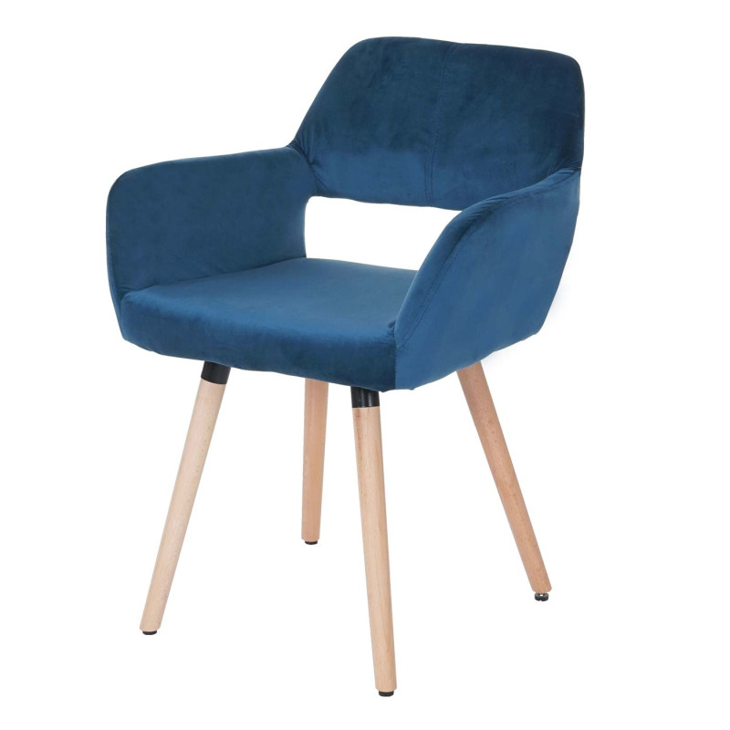 6x Chaise de salle à manger II, rétro - velours, bleu pétrole